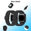 2 Pack Elastic Bands Compatible with Fitbit Versa 2 Band for Women Men, Soft Adjustable Nylon Breathable Replacement Band for Versa/Versa 2/Versa Lite/SE Smartwatch Loop Wristband (black/grey) view 2
