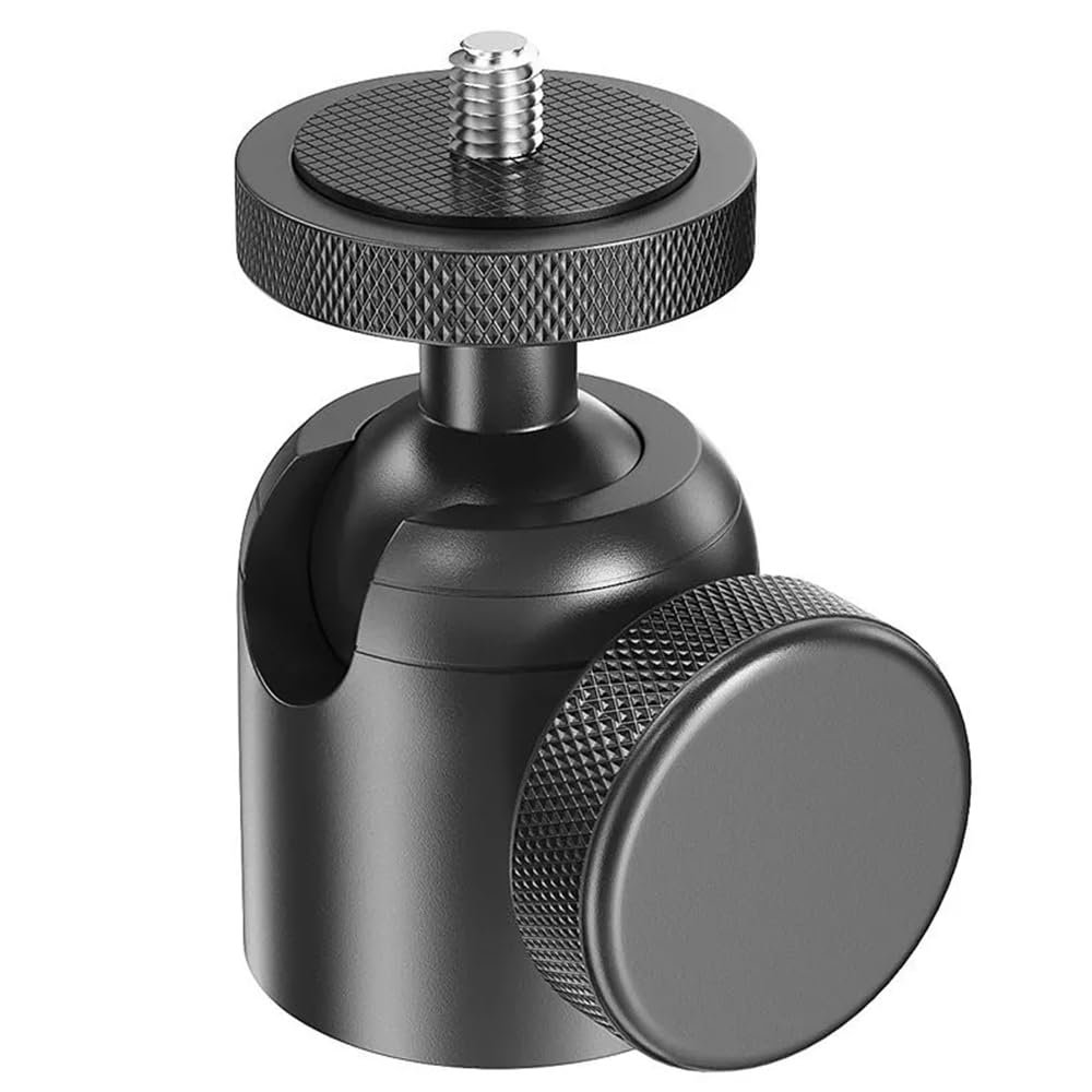 DirectNine Basics Mini Ball Head Full Metal Aluminum Alloy 1/4 & 3/8 inch Screw Holes 360Rotation Suitable for Live VLOG Projector Camera Cell Phone Tripods