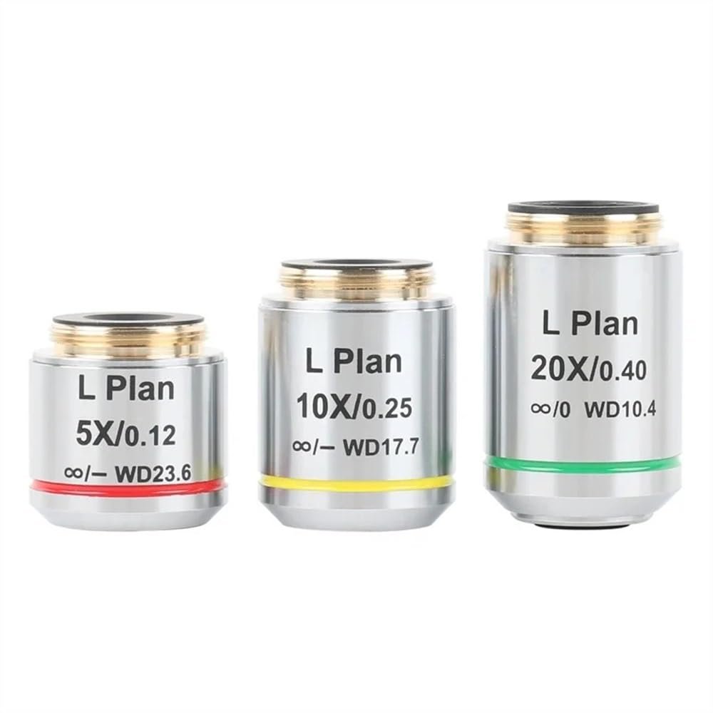 ZTBH Microscope Accessories Kit 400X 1000X 2000X 4000X Zoom 0.7X-4.5X Video Industrial Camera Coaxial Light Lens 5X 10X 20X Microscope achromatic Objective Lens Microscope Slides (Color : 3pcs Lens)