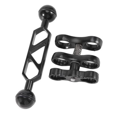 Srutueo Aluminum Alloy Scuba Diving Light Torch Dual Ball Joint Arm and 1 Set Butterfly Clip Clamp Mount for Underwater Photography Camera, Black, 202381