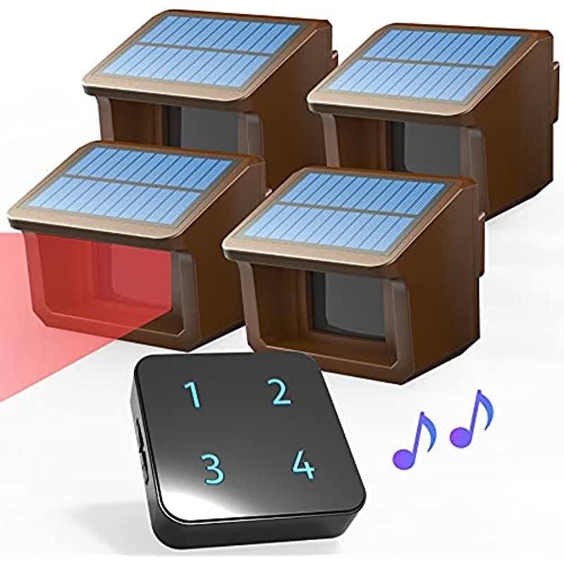 800 Meters Solar Wireless Driveway Alarm Outdoor Weather-Resistant Motion Sensor&Detector DIY Security Alert System(KIT4)