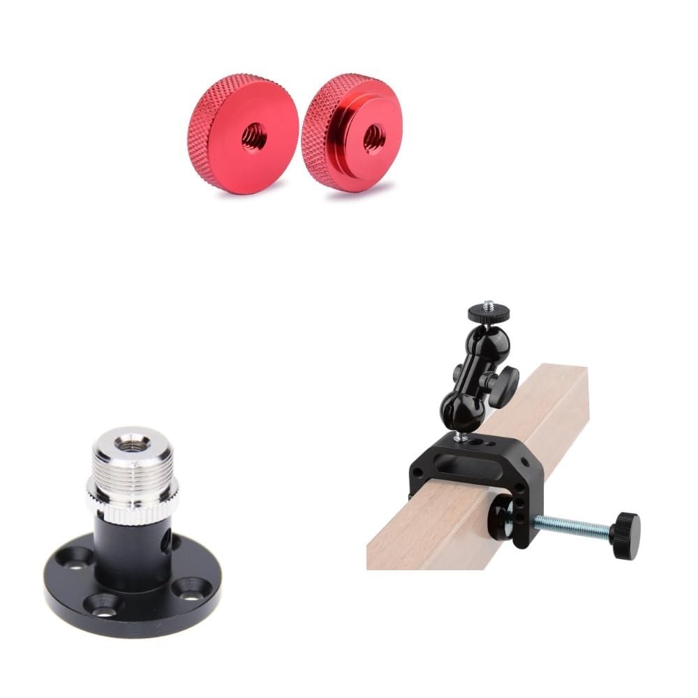 CAMVATE 1/4"-20 Female Nut + Camera Clamp Mount + Microphone Table Mount with 5/8"-27 Thread