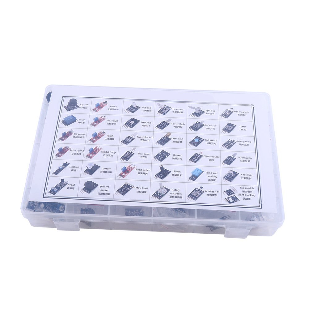 ANKROYU 37 in 1 Sensor, PVC Board Complete Kit, Sensor Modules Kit, MCU Education Sensor Starter for MCU Education User with Box