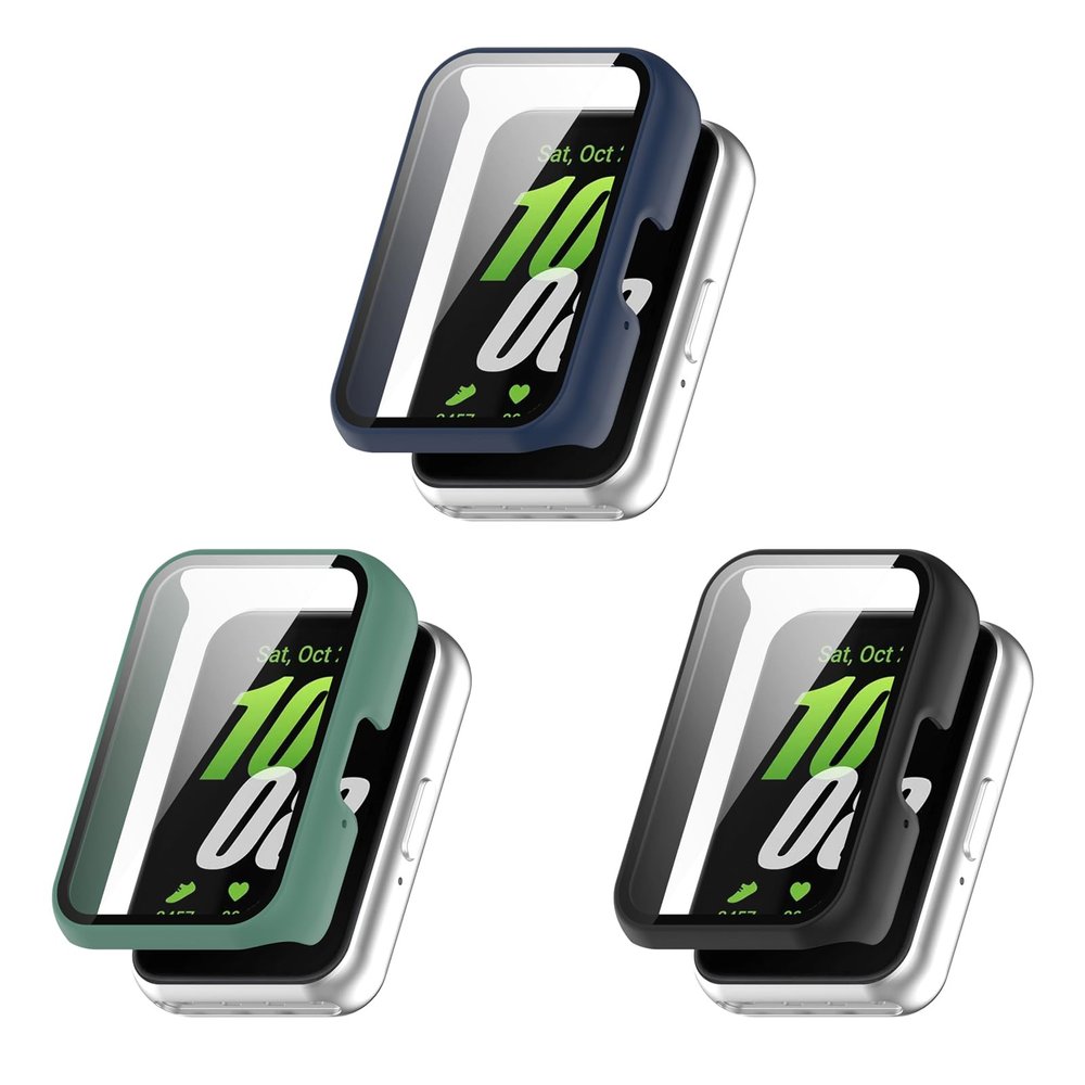 4PACK Case Compatible for Samgalaxy Galaxy fit 3 Screen Protector Case, PC Full Cover Case Compatible for Samgalaxy Galaxy fit 3 SM-R390 Smartwatch Accessories (Green/Blue/Black)