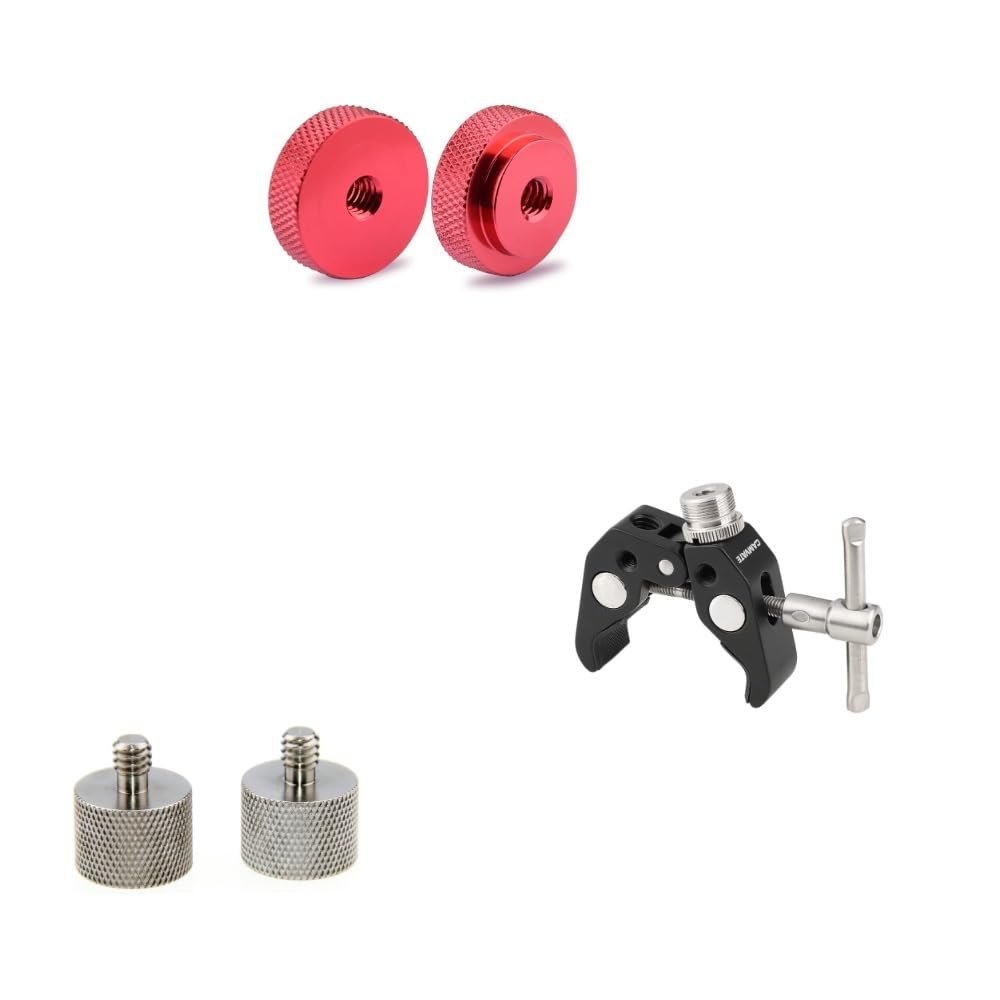 CAMVATE 1/4"-20 Female Nut + 5/8"-27 Female to 1/4"-20 Male + Crab clamp