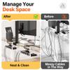 Xpatee 2 Pack Under Desk Tray, 31.4" No Drill Wire Management with Upgraded Clamp, Metal Cord Organizers for Desk, PC Cable Rack, White view 3