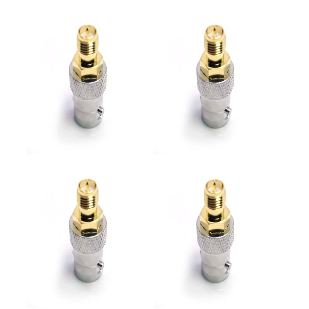 BJDZ 50Ohm 4 Pcs Radio Coaxial Adapter Type-BNC Female Jack Straight to RP SMA Female Pin for 4G/5G Antenna System, Signal Transmission, Communication Device.