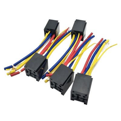 RUNSIBA 5pcs DC12V/24V 80A 5-Pins Wire Relay Socket Harness Connector for Car Truck