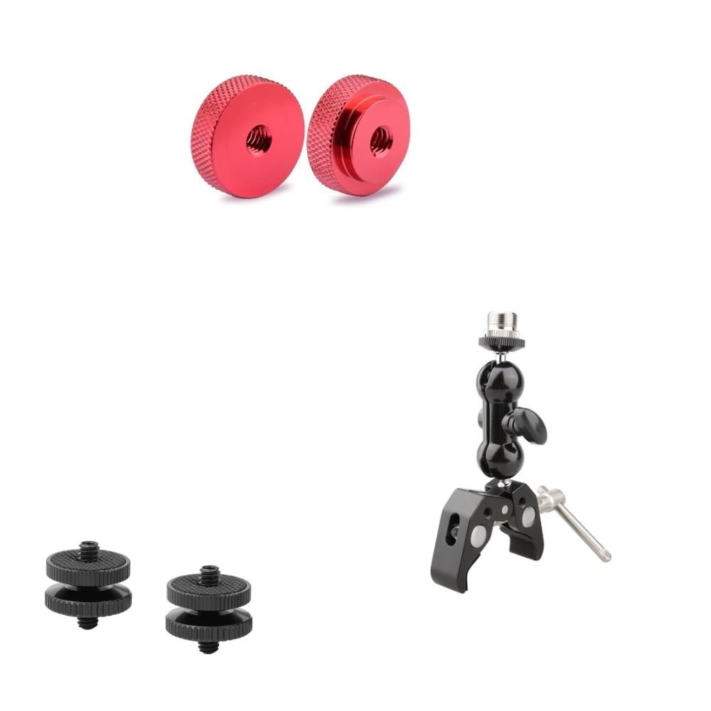 CAMVATE 1/4"-20 Female Nut + Crab clamp & Mini Ball Head + 1/4"-20 Male Thread Screw