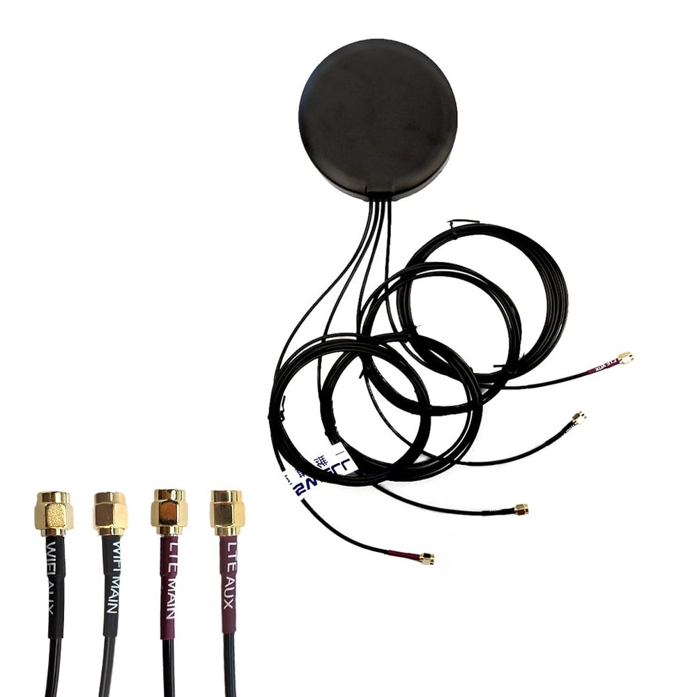 Maswell 4 Combo 2X2 5G MIMO Plus 2X2 MIMO WIFI6 Antenna Cellular 700-4900MHz Both Magnet and Adhesive Mount Bluetooth Wimax Zigbee Antenna SMA Male for RP SMA Plug for WiFi not for Speed Competition