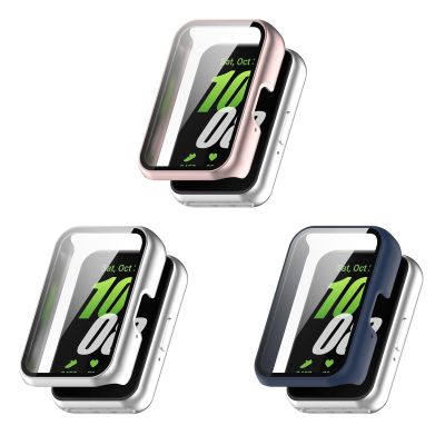 4PACK Case Compatible for Samgalaxy Galaxy fit 3 Screen Protector Case, PC Full Cover Case Compatible for Samgalaxy Galaxy fit 3 SM-R390 Smartwatch Accessories (Pink/Silver/Blue)