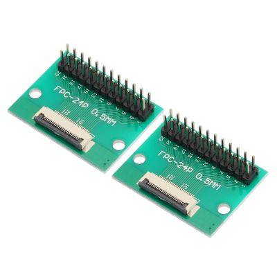 MECCANIXITY 2pcs FFC FPC Connector Board 24 Pin 0.5mm Socket to 2.54mm Double Row Male Pin Header Strip Adapter, PCB Converter Board for LCD TVs/Digital Cameras/Laptops