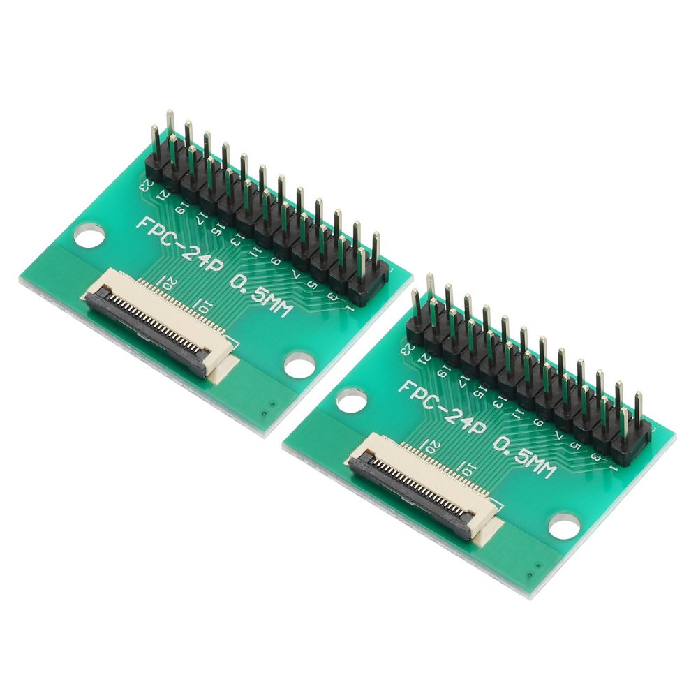 MECCANIXITY 2pcs FFC FPC Connector Board 24 Pin 0.5mm Socket to 2.54mm Double Row Male Pin Header Strip Adapter, PCB Converter Board for LCD TVs/Digital Cameras/Laptops
