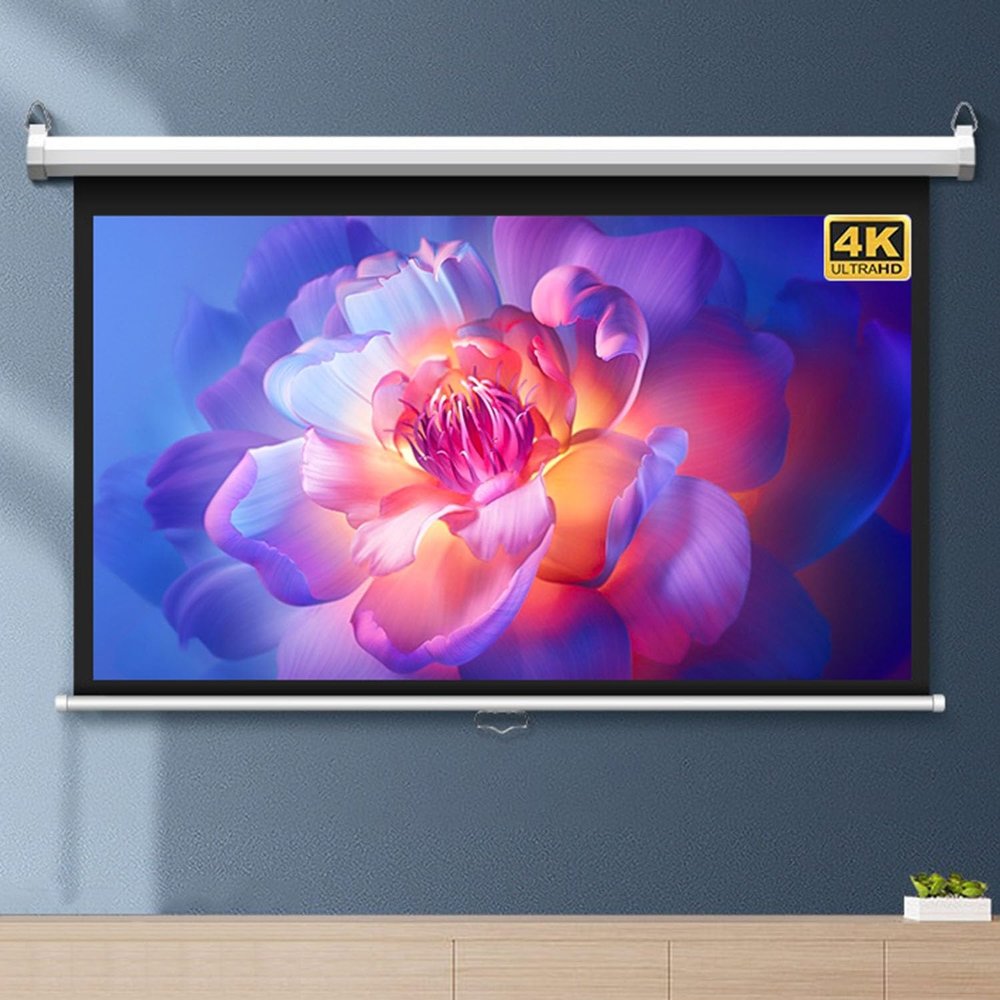 Xnyaizyc Pull Down Projector Screen 60/72 inch, HD Projection Screen Wall & Ceiling Mounted with 4:3, 16:9 Ratio Outdoor Indoor Public Display Screen for Home School Cinema Theater (Size : 60" (4:3))