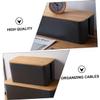 Homoyoyo 2pcs Cable Management Box Wood Grain Design Wire Organizer for Desk Multi-Socket Storage for Cables Power Strips and Adapters Small Medium Black view 3
