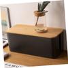 Homoyoyo 2pcs Cable Management Box Wood Grain Design Wire Organizer for Desk Multi-Socket Storage for Cables Power Strips and Adapters Small Medium Black view 4