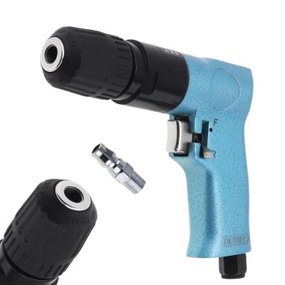3/8" Pneumatic Drill Tools 1800RPM Air Drill Self Locking Chuck Type Pneumatic Gun Drill Reversible Air Drill for Hole Drilling