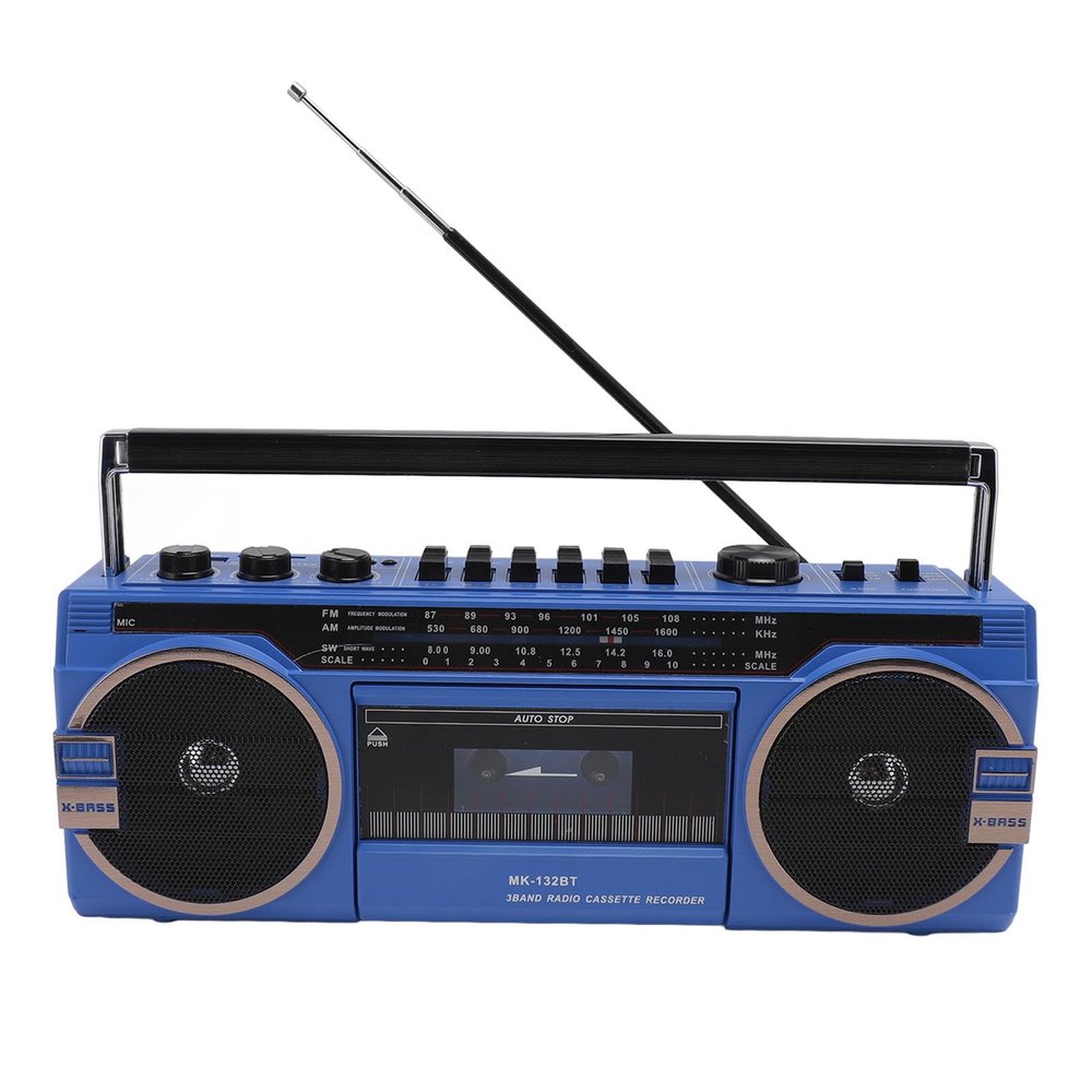 Retro Cassette Player, Blueooth with AM FM SW Radio, Cassette Recorder with Volume Adjustment Knobs, Memory Card, USB, Aux, Headphone Jack, for Home,Kids,Gift (Blue)
