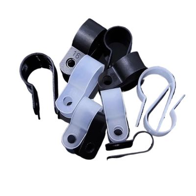 100pcs Cable Holder Clamps Fixation Plastic R Type White Line Fastener Clip Small Nylon Management Wire Fixing Organizer (Color : R-19 (White))