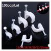100pcs Round Cable Clips 12/14/16/18/20/25 mm C Shaped Management Nylon Carbon Steel Nails Line Cord Tie Circle Wire Wall Holder (Color : Diameter 20mm-100pcs) view 2