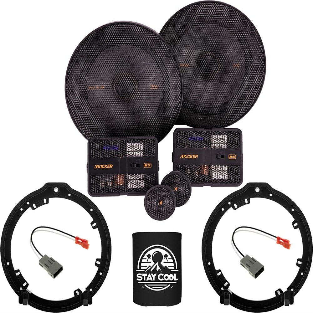 KICKER Speakers 6.5 inch for Acura RLX 2014-2020 Upgrade Kit - Pair of KS Series with Adapters and Harness, Component 6 1/2 Car Audio Front/Rear Door Speaker KSS650, 51KSS6504