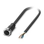 1393005, Sensor/Actuator Cable, SAC-4P- 3,0-PUR/P12FS, Str M12 pp Female 4pos-Free end, 4wire 3m Cable