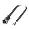 1393005, Sensor/Actuator Cable, SAC-4P- 3,0-PUR/P12FS, Str M12 pp Female 4pos-Free end, 4wire 3m Cable
