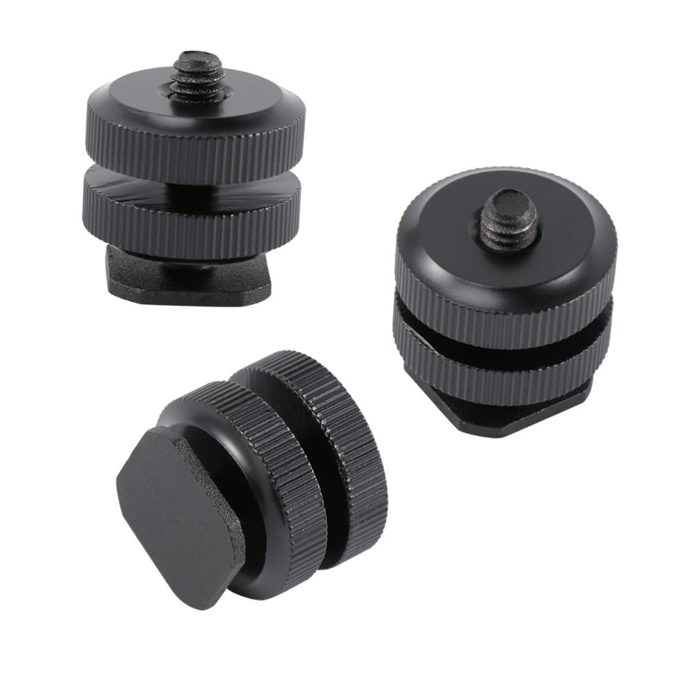 Veemoon 3pcs Aluminum Alloy Threaded Hot Shoe Adapter Mount Adapter Tripod Screw DSLR Camera Hot Shoe to