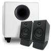 Audioengine A2 Black Desktop Speakers with S8 White Subwoofer and DS1 Stands view 1