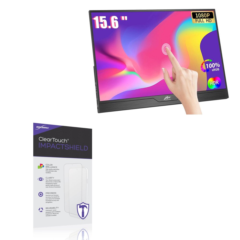 BoxWave Screen Protector Compatible with Kenowa HD15.6-Touch-DZJ-K-CNC (15.6 in) - ClearTouch ImpactShield (2-Pack), Impenetrable Screen Protector Flexible Film