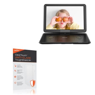BoxWave Screen Protector Compatible with ieGeek Portable DVD Player (IK-121) - ClearTouch Anti-Glare ToughShield 9H (2-Pack), Anti-Glare 9H Tough Flexible Film Screen Protector