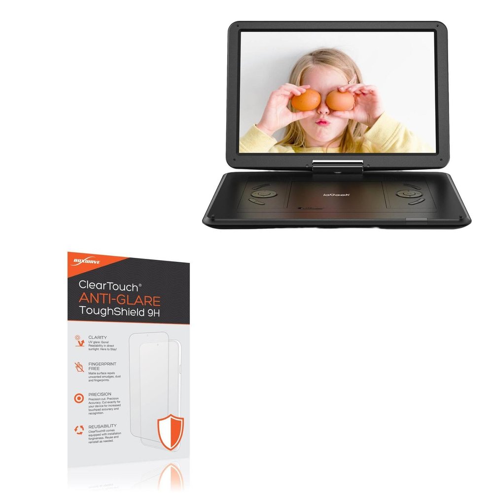 BoxWave Screen Protector Compatible with ieGeek Portable DVD Player (IK-121) - ClearTouch Anti-Glare ToughShield 9H (2-Pack), Anti-Glare 9H Tough Flexible Film Screen Protector