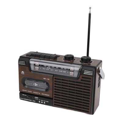 Portable Cassette Player Retro,AM SW FM Radio with 4 Band,Near Field Effect Cassette Player for Car Wood Grain (US Plug)
