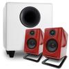 Audioengine A2 Red Computer Speakers with S8 White Subwoofer and DS1M Metal Stands view 1