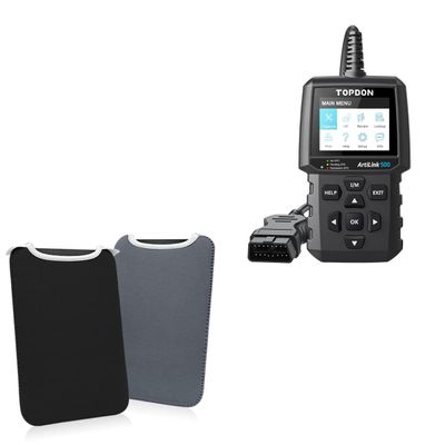 BoxWave Case Compatible with Topdon Artilink 500 (2.8 in) - SlipSuit, Soft Slim Neoprene Pouch Protective Case Cover - Jet Black/Charcoal Grey (Reversible)