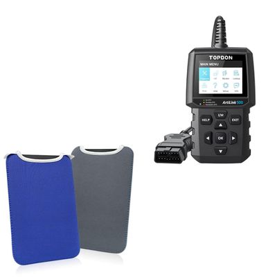 BoxWave Case Compatible with Topdon Artilink 500 (2.8 in) - SlipSuit, Soft Slim Neoprene Pouch Protective Case Cover - Super Blue/Charcoal Grey (Reversible)