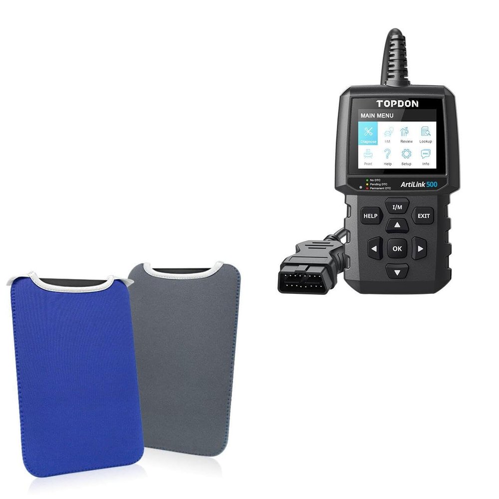 BoxWave Case Compatible with Topdon Artilink 500 (2.8 in) - SlipSuit, Soft Slim Neoprene Pouch Protective Case Cover - Super Blue/Charcoal Grey (Reversible)