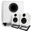 Audioengine A2 White Computer Speakers with S8 White Subwoofer and DS1M Metal Stands view 1