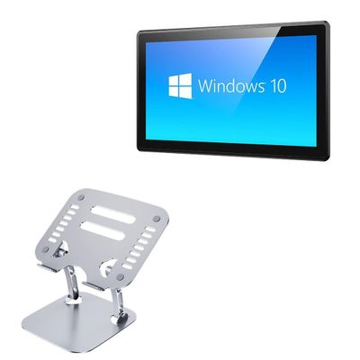 BoxWave Stand and Mount Compatible with Emdoor EM-PPC15S Pro - Executive VersaView Laptop Stand, Ergonomic Adjustable Viewing Angle Metallic Riser - Metallic Silver