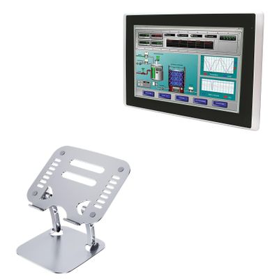 BoxWave Stand and Mount Compatible with AIS HMI-TCND0U-18AC - Executive VersaView Laptop Stand, Ergonomic Adjustable Viewing Angle Metallic Riser - Metallic Silver