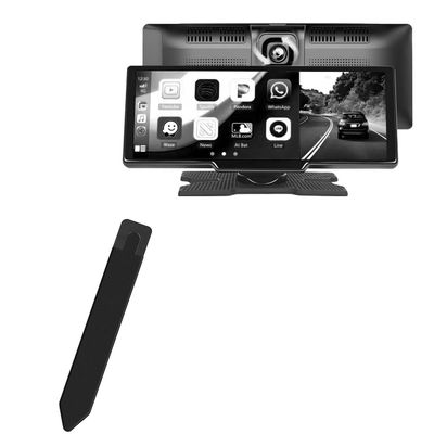 BoxWave Stylus Pouch Compatible with Hikity Portable Wireless Apple Carplay Car Stereo with Dash Cam (9.3 in) - Stylus PortaPouch, Pen Stylii Holder Carrier Portable Self-Adhesive - Jet Black