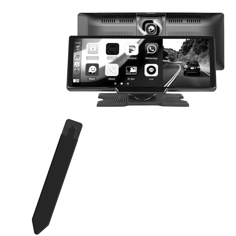 BoxWave Stylus Pouch Compatible with Hikity Portable Wireless Apple Carplay Car Stereo with Dash Cam (9.3 in) - Stylus PortaPouch, Pen Stylii Holder Carrier Portable Self-Adhesive - Jet Black
