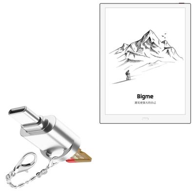 BoxWave Adapter Compatible with Bigme X6 - Micro SD Card miniReader, USB Type-C OTG Reader USB3.0 Adapter Keychain - Metallic Silver