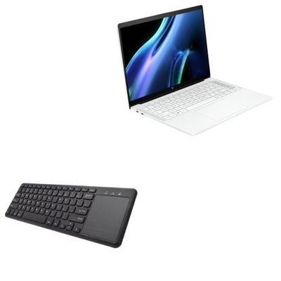 BoxWave Keyboard Compatible with HP Dragonfly Pro - MediaOne Keyboard with TouchPad, USB Fullsize PC Wireless TrackPad - Jet Black