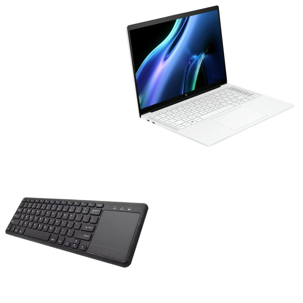 BoxWave Keyboard Compatible with HP Dragonfly Pro - MediaOne Keyboard with TouchPad, USB Fullsize PC Wireless TrackPad - Jet Black