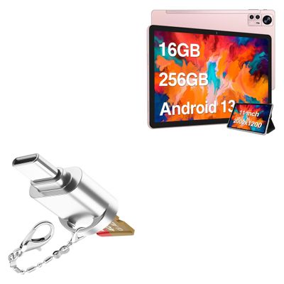 BoxWave Adapter Compatible with AOCWEI X800 (11 in) - Micro SD Card miniReader, USB Type-C OTG Reader USB3.0 Adapter Keychain - Metallic Silver
