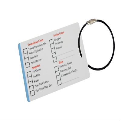 GearBagTags Triathlon Gear Checklist Reminder, Customize, Organize Sports Equipment Bag, Secure Stainless Steel Keychain Cable Ring (White)