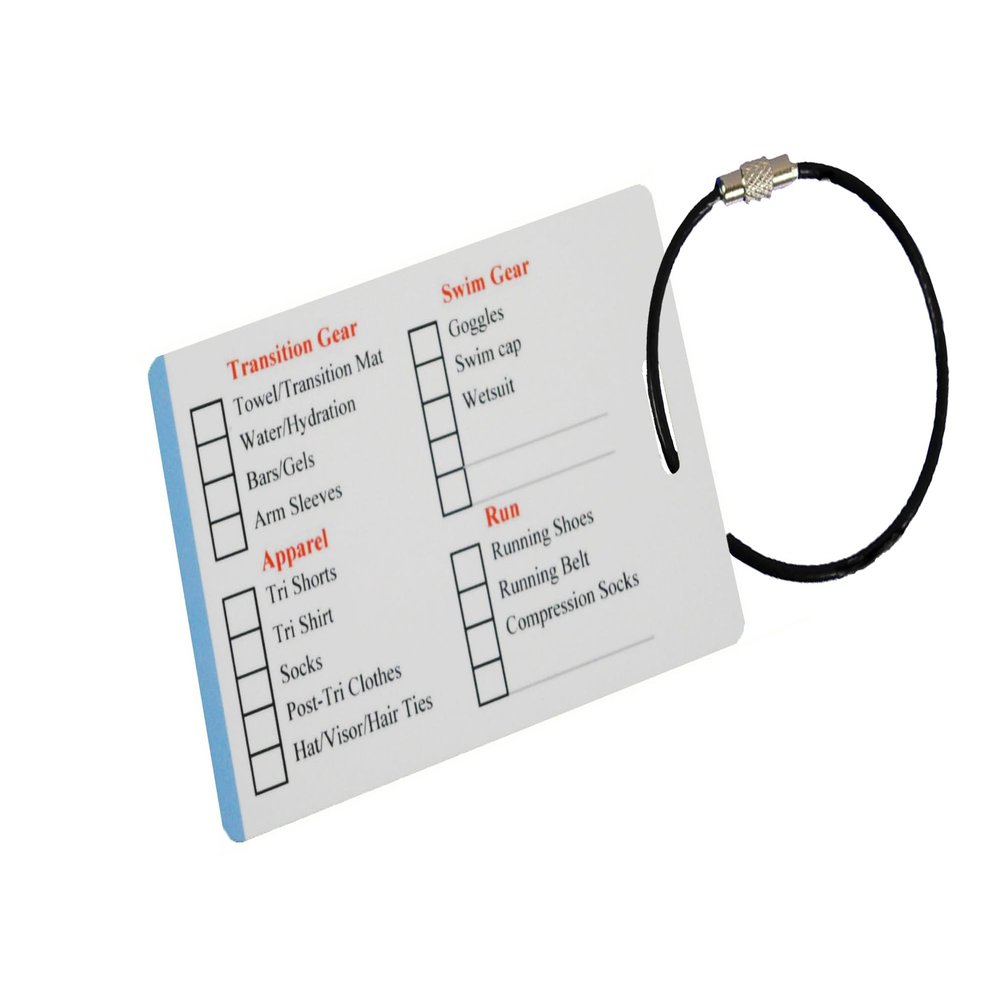 GearBagTags Triathlon Gear Checklist Reminder, Customize, Organize Sports Equipment Bag, Secure Stainless Steel Keychain Cable Ring (White)