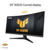 ASUS TUF Gaming 34 Ultra-Wide Curved Monitor (VG34VQ3B)  21:9 QHD (3440x1440), 180Hz, 1ms, Extreme Low Motion Blur Sync, FreeSync Premium, Speaker, 90% DCI-P3, DisplayWidget Center, 3 yr Warranty view 2