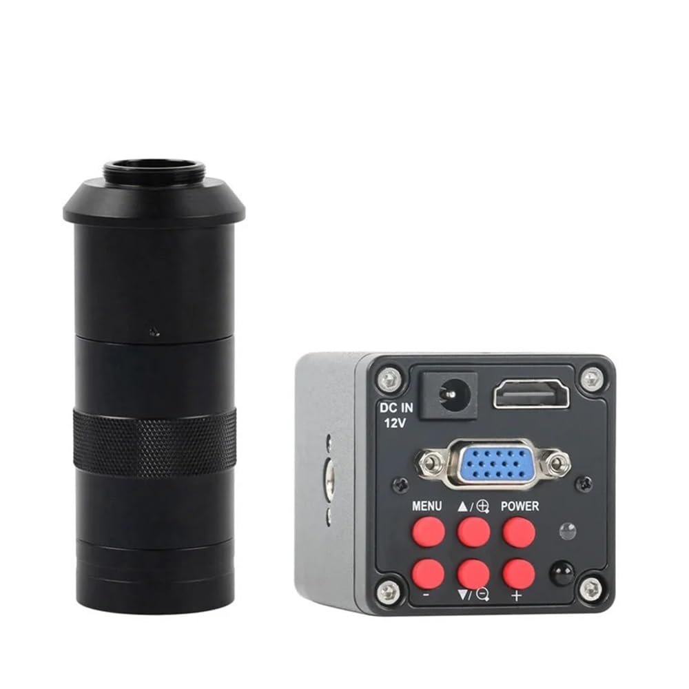 ZTBH Microscope Accessories Kit HDMI VGA 48MP 55MP Sensor FHD 1080P HDMI VGA Video Microscope Camera +130X Adjustable Zoom C Mount Lens + 56 LED Ring Light Microscope Slides (Color : 3.5X-90X 38MP A)